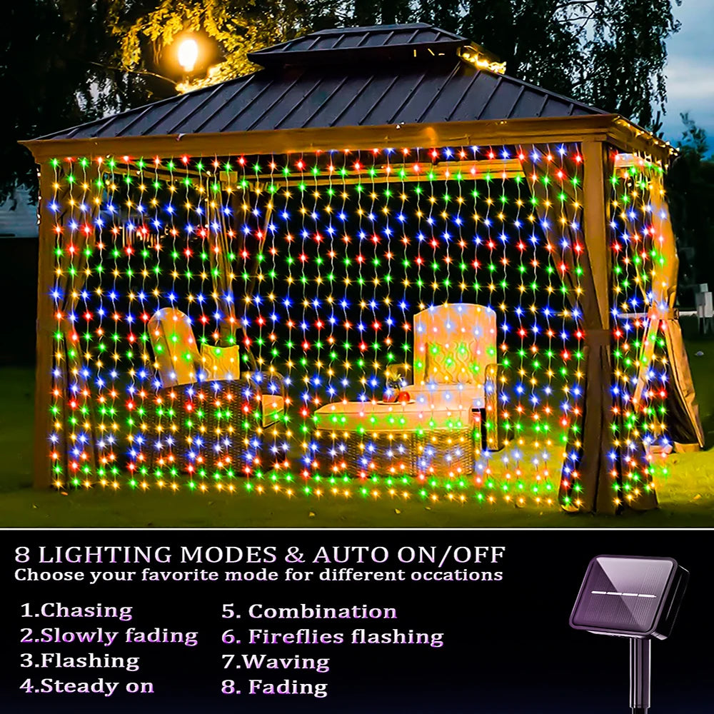 guirlande lumineuse multicolore 300leds solaire moderne extérieur halloween noël