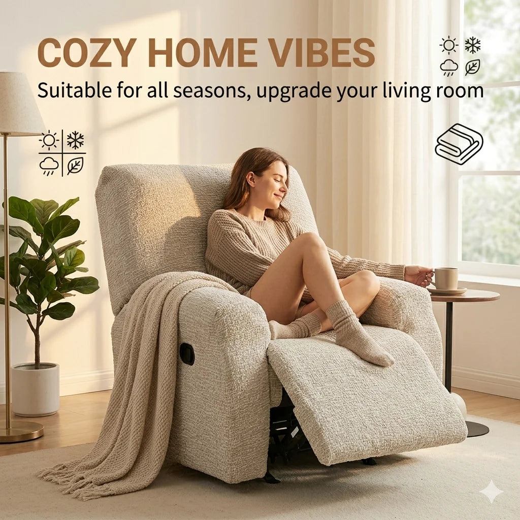 housse fauteuil inclinable extensible chenille beige clair protection canapé moderne lavable