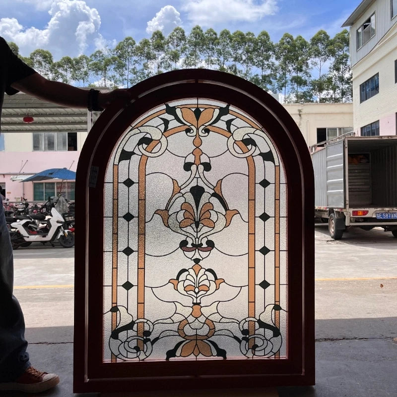 miroir mural archéval floral nordique vitrail décoratif transparent bois chambre