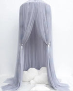 rideau lit étoiles dorées fond blanc transparent romantique enfants chambre décoration fixations