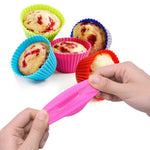 moules cupcakes silicone couleurs bleu rose jaune orange rayures horizontales modernes réutilisables