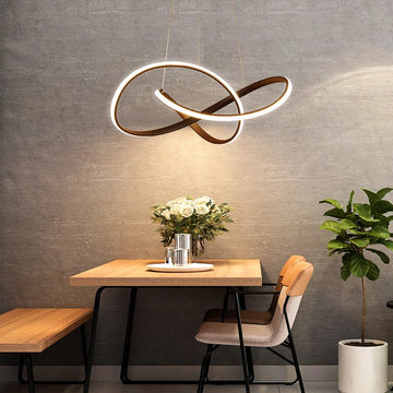 Suspension lumineuse moderne anneaux entrelacés blanc noir marron clair 50cm 60cm