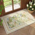 tapis sol antidérapant résistant décoloration fleurs blanches vert feuilles classique 30x50cm 40x60cm 50x80cm