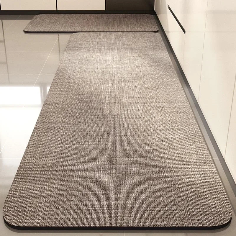 Cette image montre un plan de travail en métal gris avec une texture de toile de jute, offrant une surface lisse et élégante pour la cuisine.