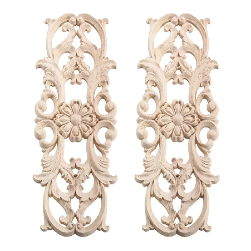 décorations florales sculptées baroques bois beige clair maison lit armoire porte 22x8cm 1pc 2pcs