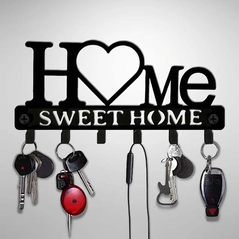 porte clés mural moderne lettres stylisées cœur sweet noir vis