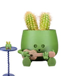 cache pot vert visage souriant créatif intérieur extérieur balcon étagère plante cactus personnalisé