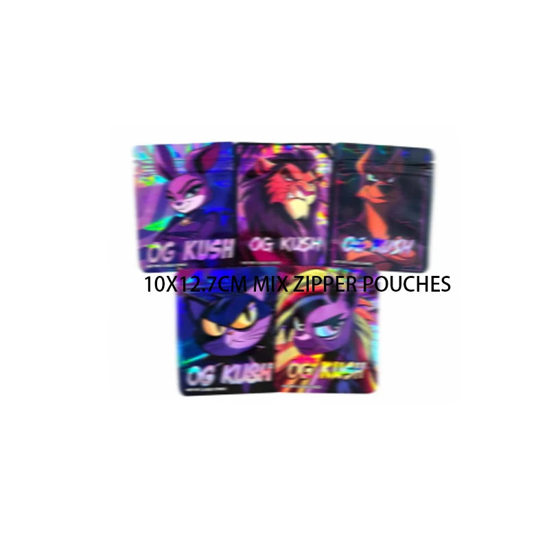 pochette plastique opaque dessin animé sac rangement biscuits épices fermeture éclair motif multicolore