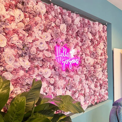 Mur de fleurs artificielles en soie bleu ciel pour décoration intérieure