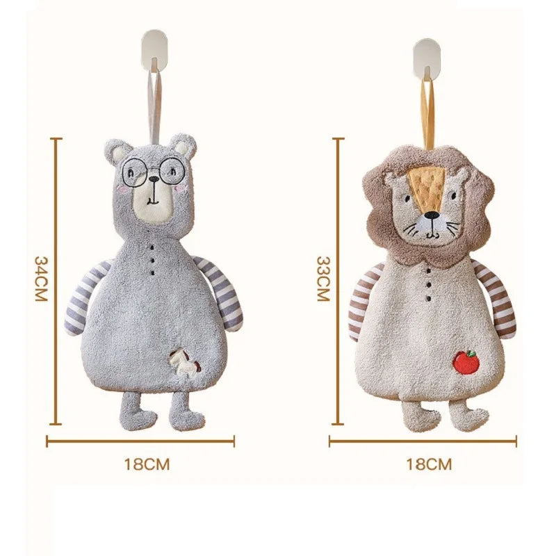 serviettes toilette animaux mignons gris beige rose douces absorbantes enfants déco chambre salon