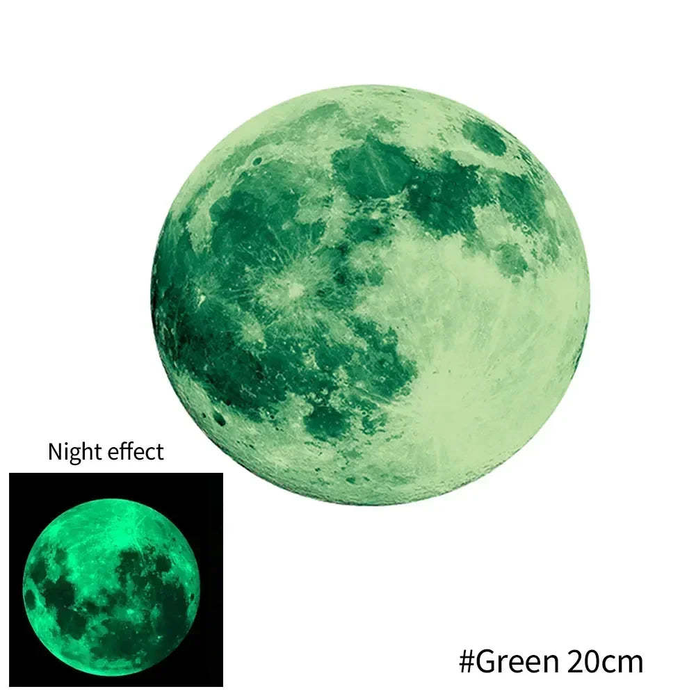 sticker mural lumineux lune étoiles bleu vert rose chambre enfants décoration maison moderne adhésif