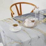 nappe marbre grise blanche dorée moderne imperméable polyester coton table mariage fêteextérieurhôtel
