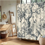 rideau douche polyester arbre oiseaux classique naturel gris beige moderneôtelte