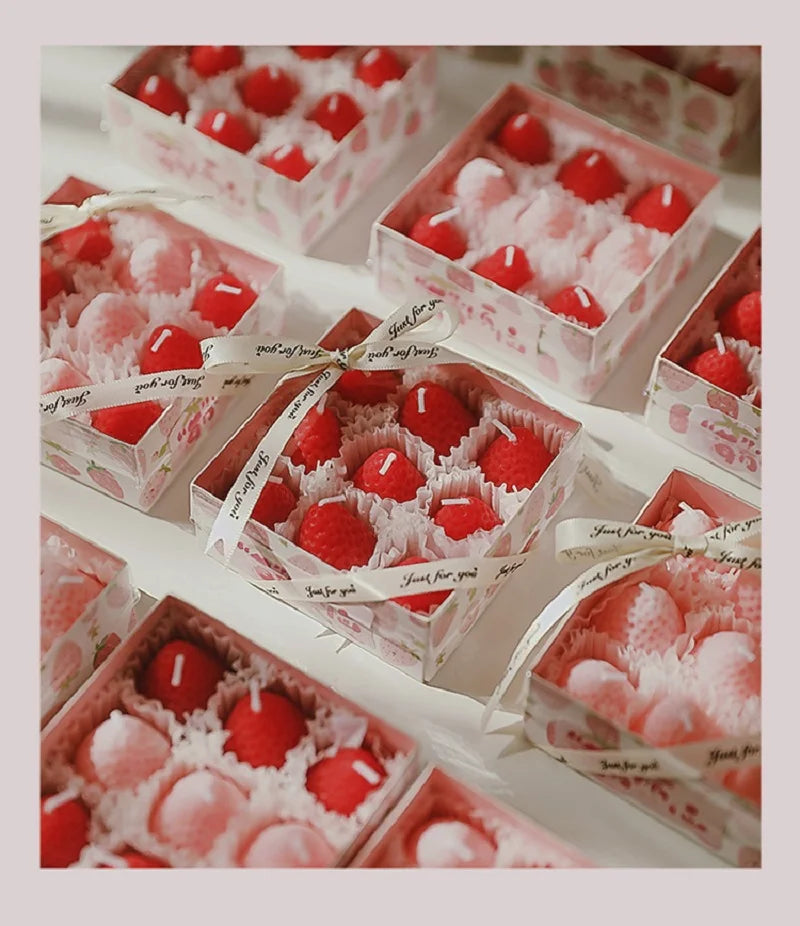 bougies parfumées fraises rose rouge aromathérapie décoration maison créative box cadeau