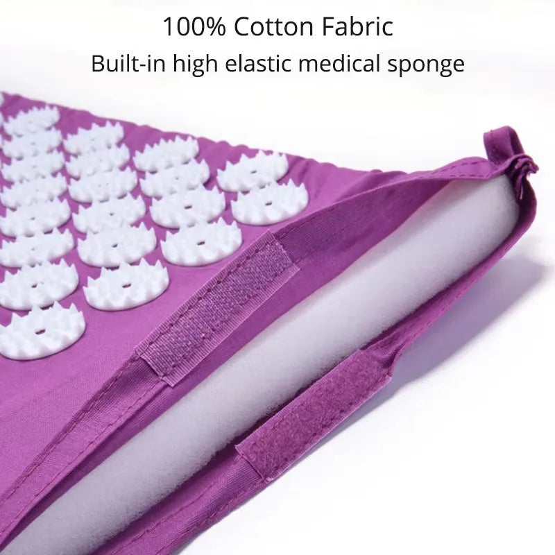 tapis massage acupression points blancs violet coussin cervical moderne ergonomique adhésif yoga fitness