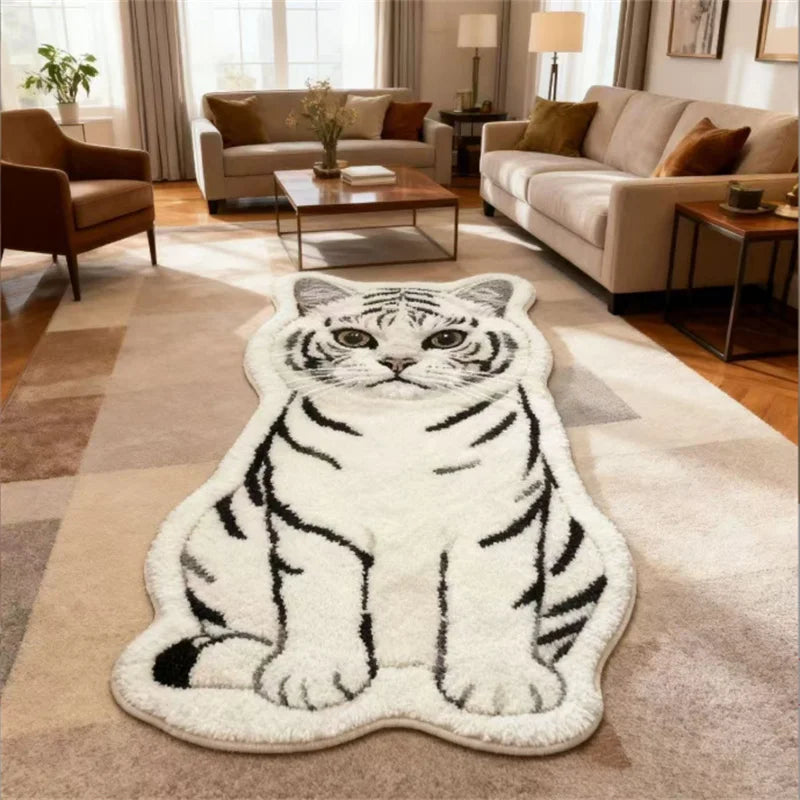 tapis acrylique antidérapant chat orange blanc moderne chambre salle bain porte sol