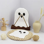 serviettes fantôme halloween blanc noir yeux minimaux cuisine jetables assiettes couverts pack fantômes