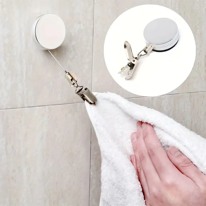porte serviettes rétractable clip argenté moderne minimaliste auto adhésif mural serviettes toilette salle bain
