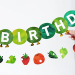 guirlande fête anniversaire happy birthday fruits pommes poires fraises adhésif enfantin