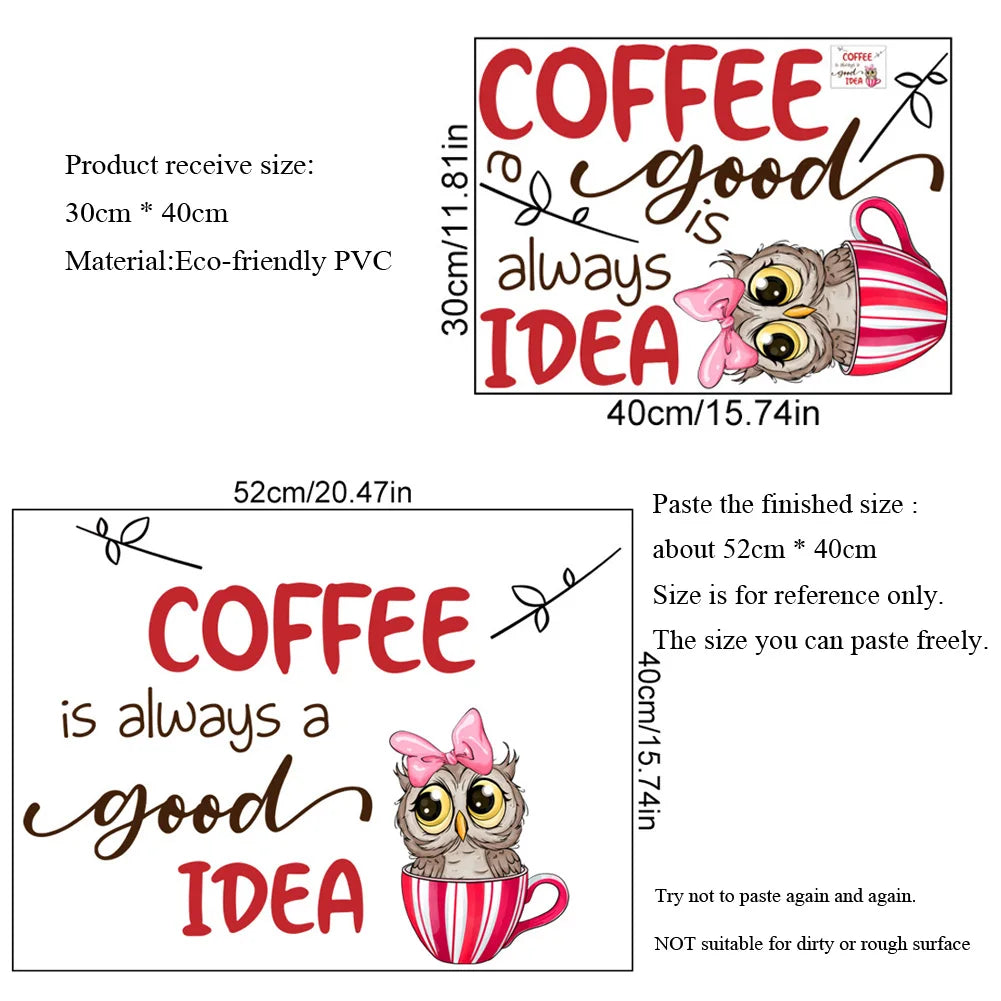 autocollant mural moderne hibou floral texte décoration murale résistant eau pvc rouge noir blanc