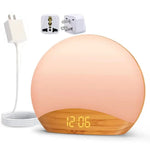 lampe ambiance graduel lever soleil affichage numerique son apaisant controle luminosite snooze stereo 5w