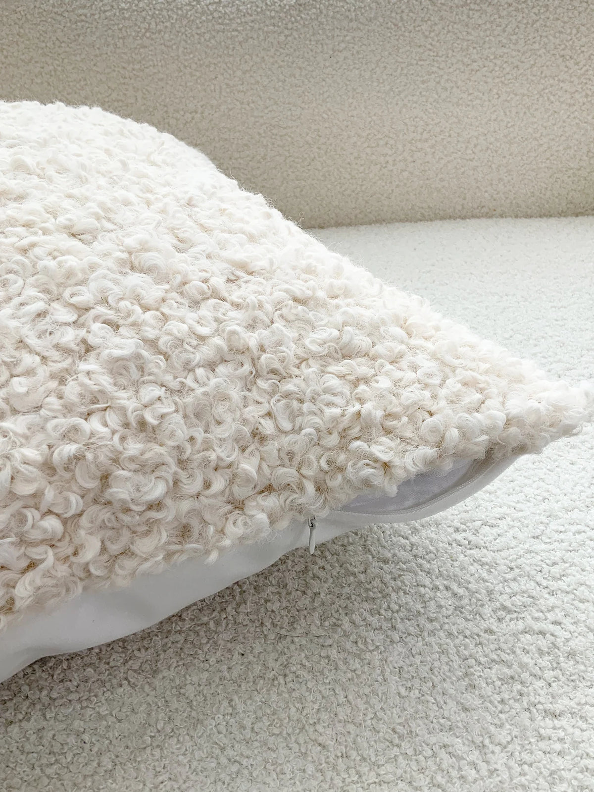 taies d'oreiller solides polyester texture bouclée doux beige clair 30x50cm 45x45cm 50x50cm