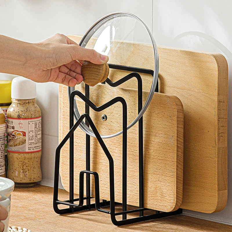 rangements couvercles cuisine supports métal fer moderne minimaliste stockage vaisselle couverts transparents