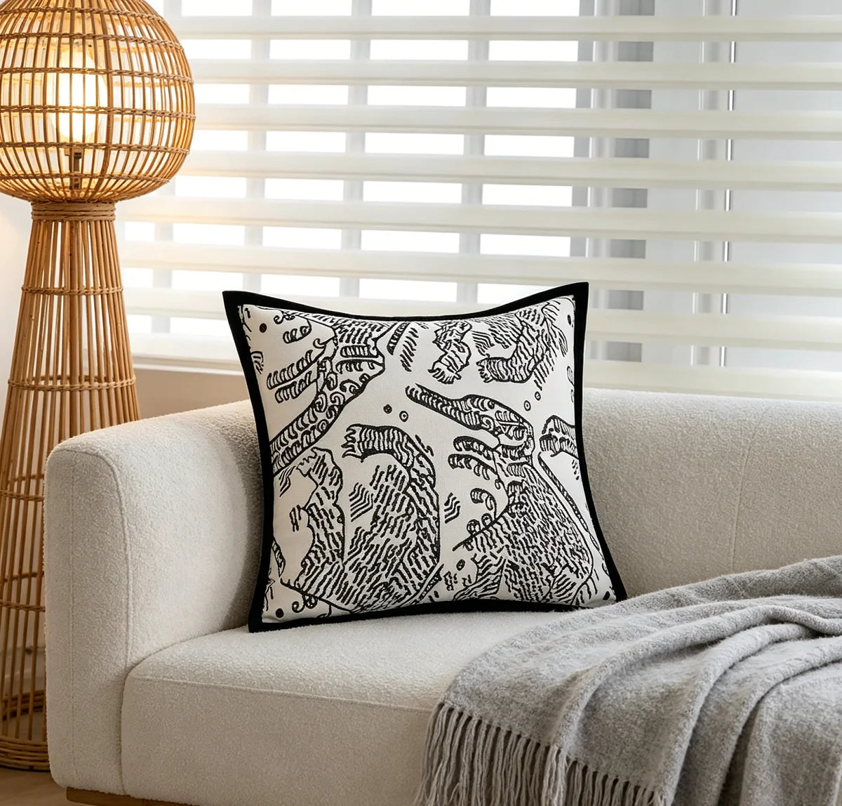 coussin carré 45x45cm coussin 30x50cm housse amovible lavable bohème motif géométrique polyester coton moderne