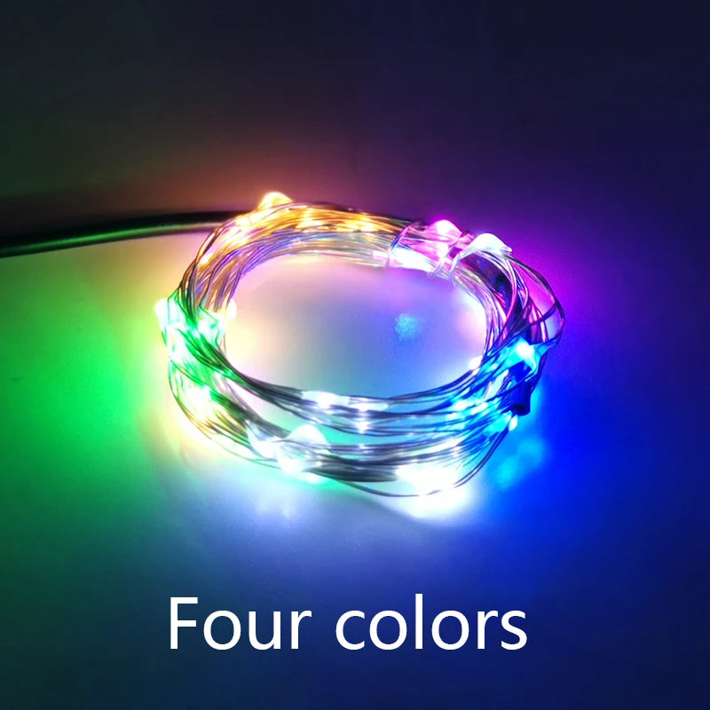 Guirlande lumineuse LED fil cuivre 12V multicolore 5M 10M 50 100 LEDs moderne