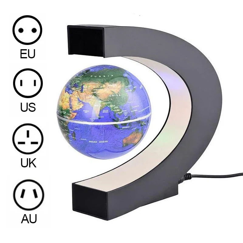 globe magnétique flottant cartographie mondiale led noir bleu doré moderne chambre coucher