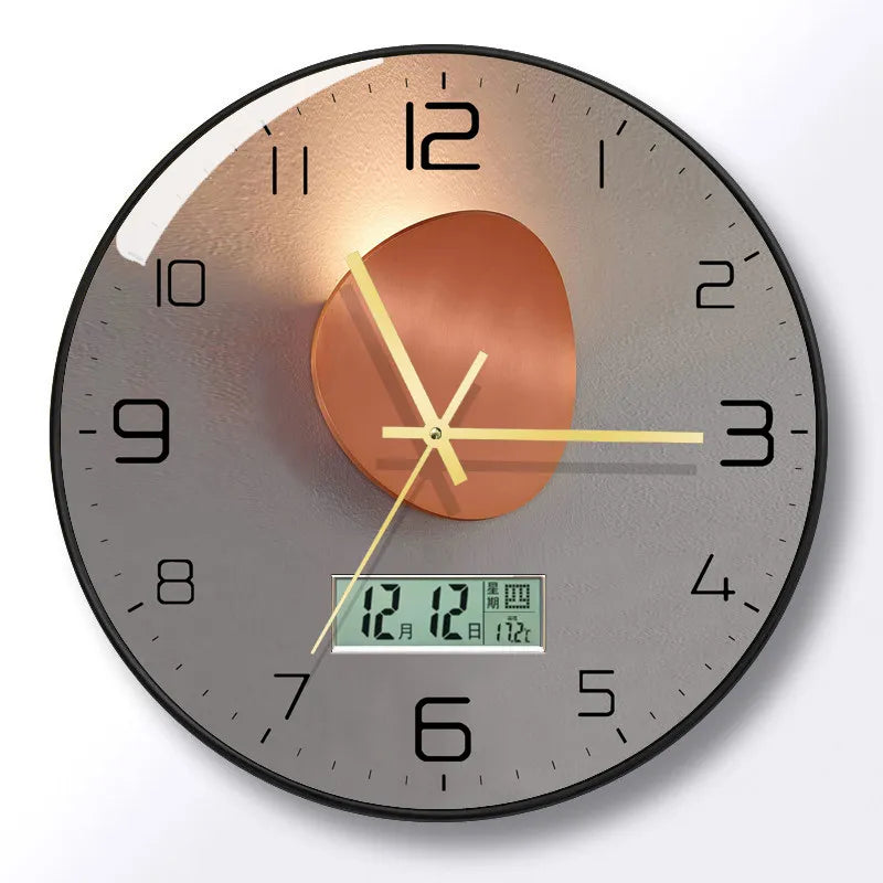 horloge murale digitale abstraite cadre doré aiguilles numériques quartz moderne