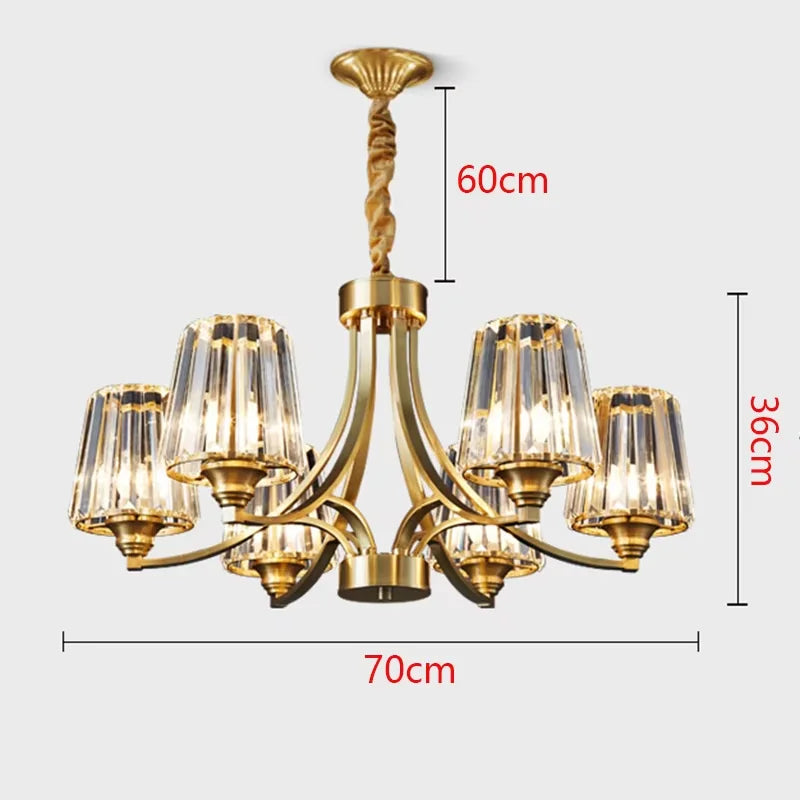 lustre moderne cuivre poli 10 têtes ampoules led transparentes rayures