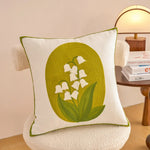 housse coussin décorative motif floral brodé moderne canapé salon lit maison blanc
