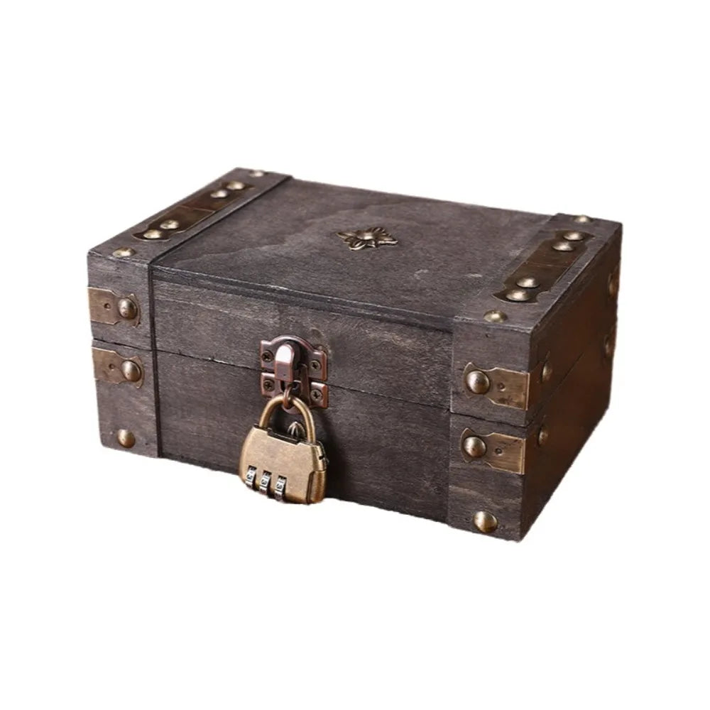 boîte bijoux vintage bois marron violet cadenas intérieur velours