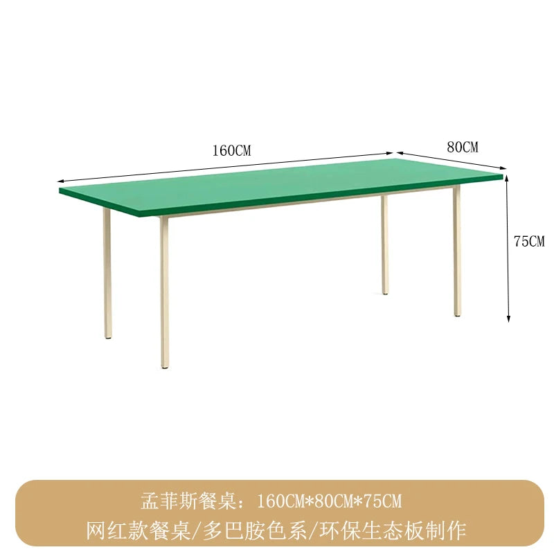 table moderne verre métal rectangle minimaliste pieds simples blanc vert bleu gris marron