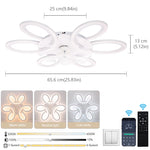 ventilateur plafonnier led blanc floral moderne télécommande app mobile vitesses lumière réglable