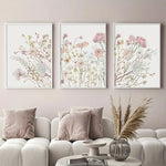 affiches modernes toile fleurs sauvages rose clair minimaliste sans cadre