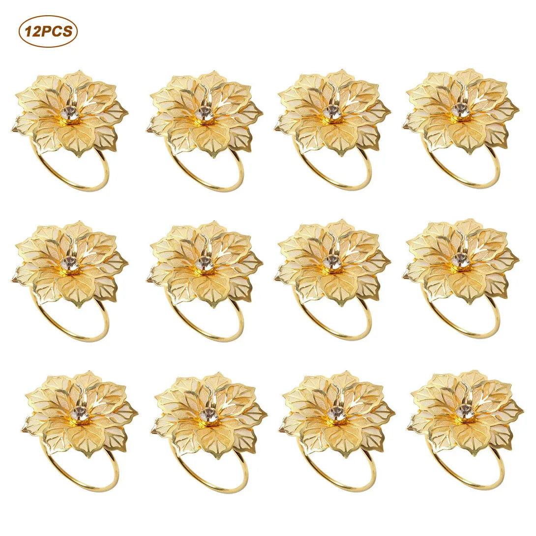 anneaux serviette feuilles or argent rose gold moderne élégants décoration table mariage noël