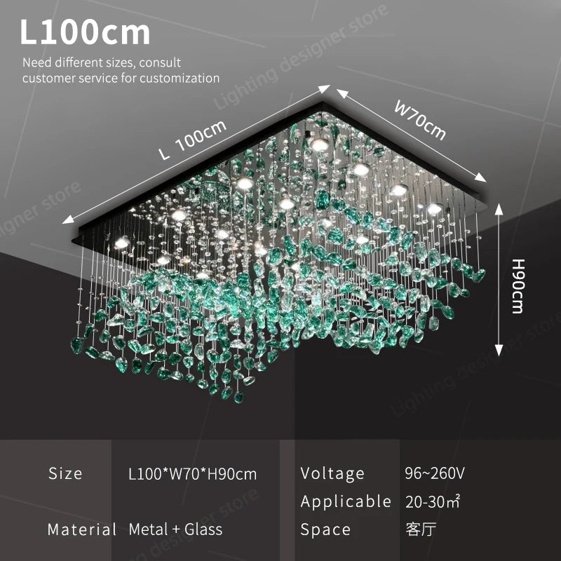 suspension lumineuse led moderne cristal transparent vert blanc