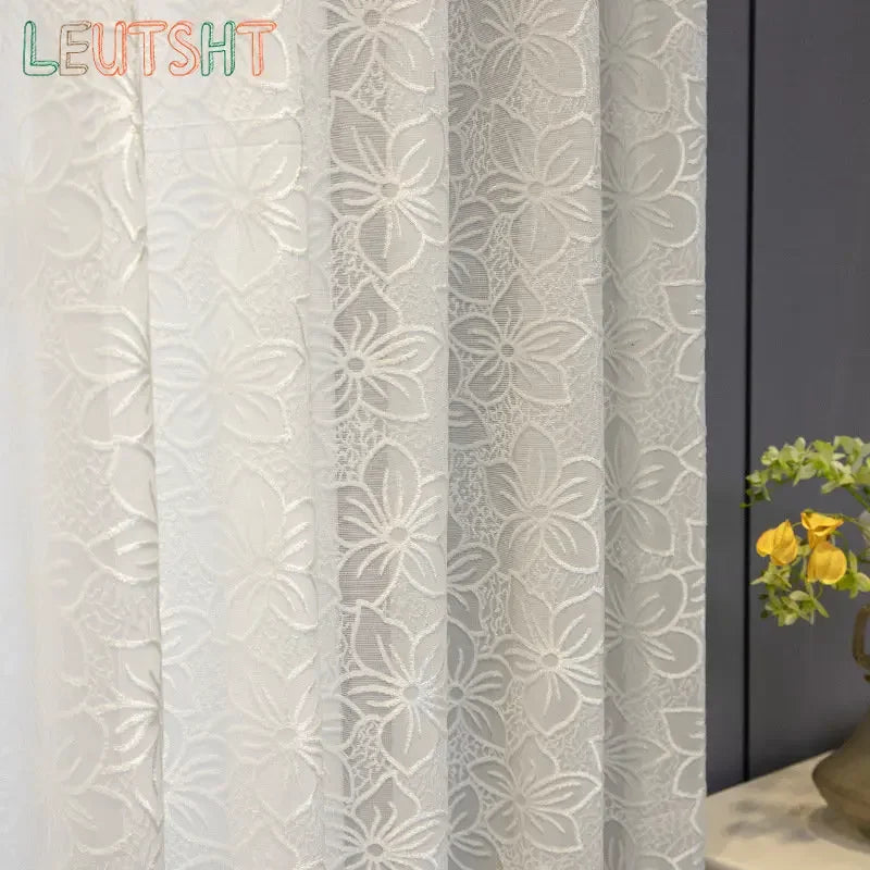 rideaux blancs translucides polyester moderne motif relief salon chambre coucherhôtelcafébureau