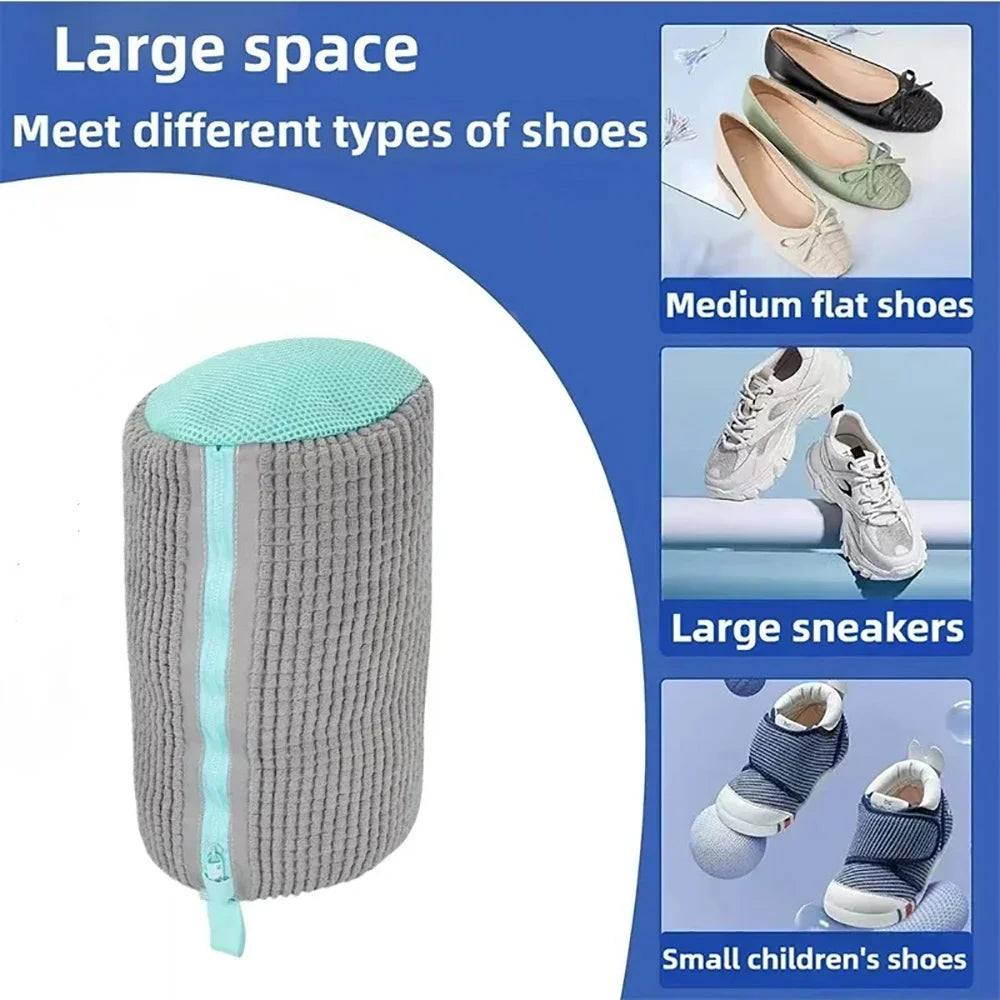 sac chaussures jaune bleu clair polyestère moderne réutilisable imperméable zip cordon chaussure nettoyage profond