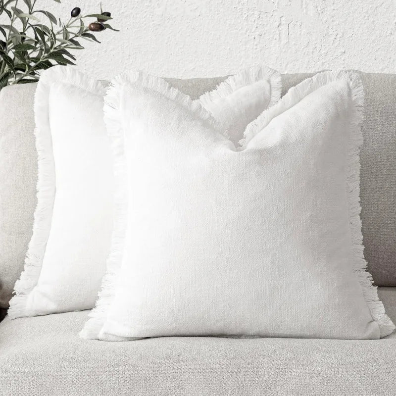 coussin coton vert olive rustique texture lin décoration intérieure lit salon canapé moderne