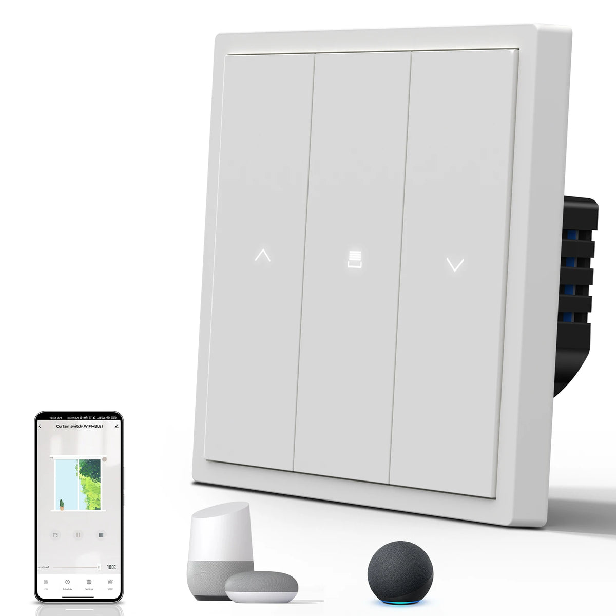 interrupteur intelligent blanc moderne minimaliste fixation murale prise courant câbles certification fcc ccc