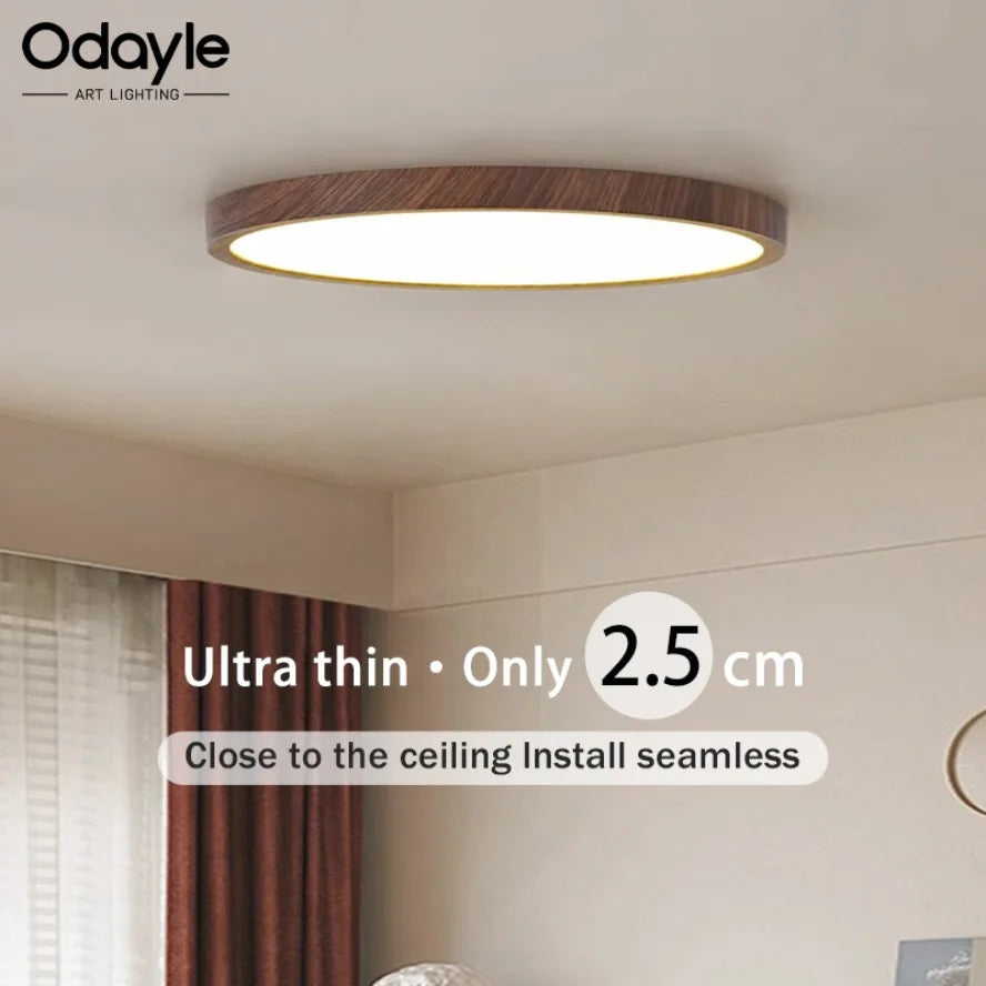 lampe led moderne bois foncé texture naturelle 3000k 6000k ultrafin chambre salon