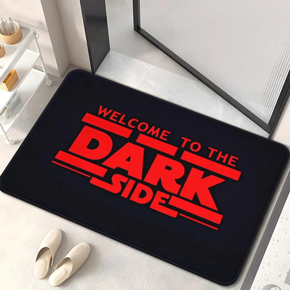 tapis moderne noir rouge welcome dark side antidérapant polyeste mousse pe