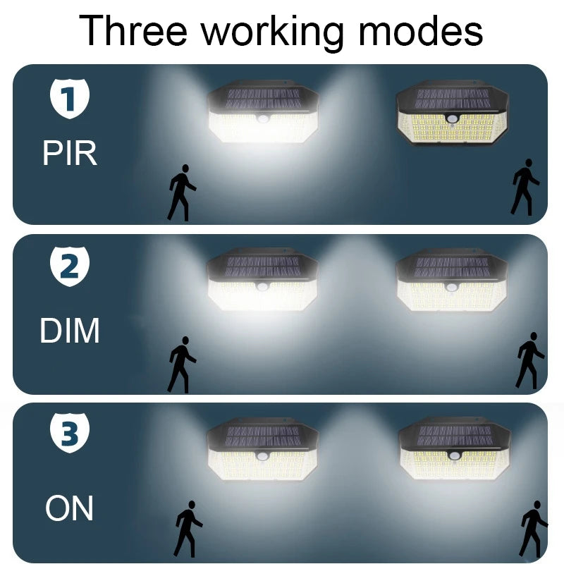 lampe solaire led noir moderne capteur mouvement ip65 étanche 226led
