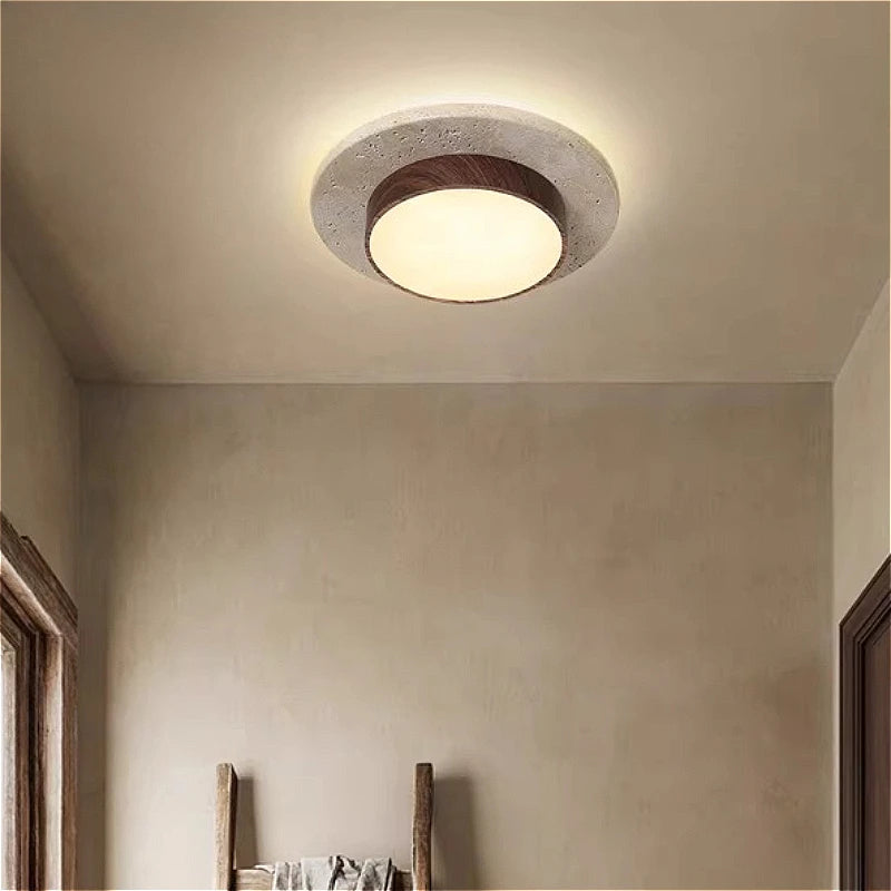 lampe moderne gris clair texture granulée bois naturel minimaliste