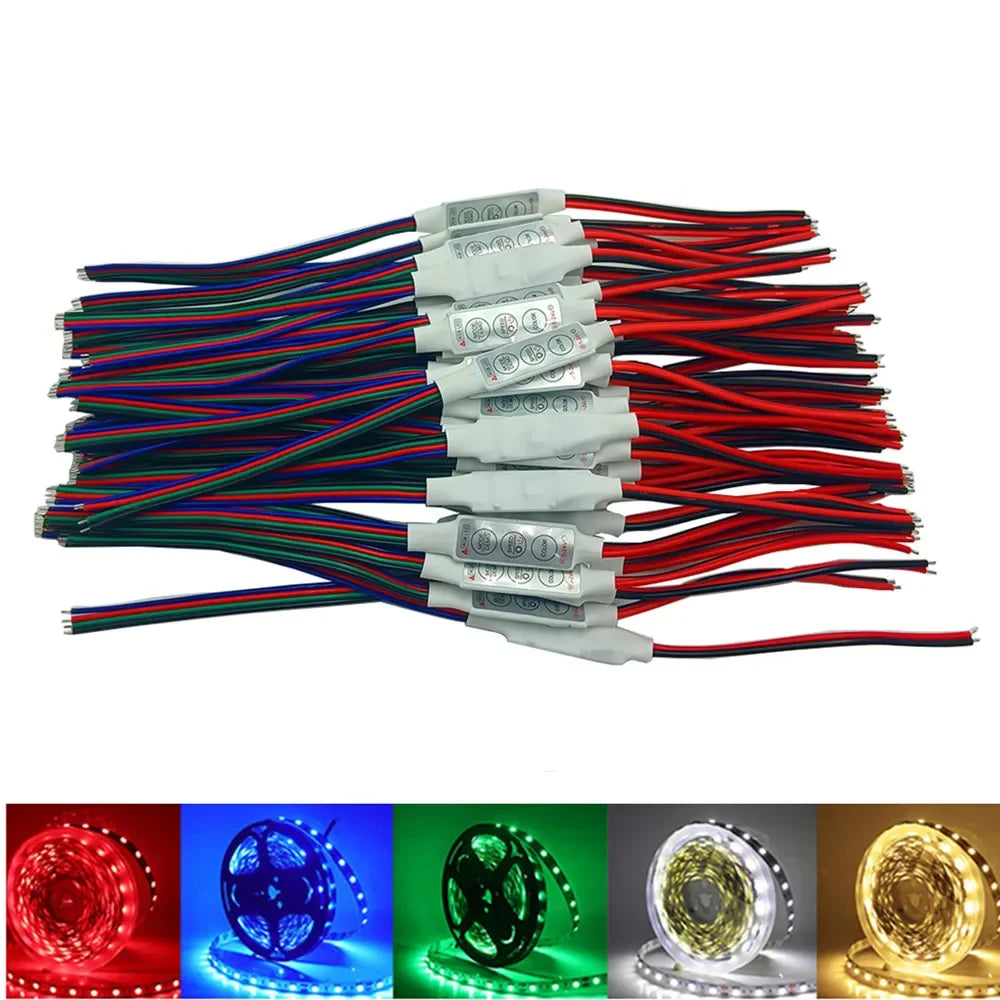 ruban led rgb contrôleur touches 24v 6a variateur luminosité rouge noir vert bleu moderne