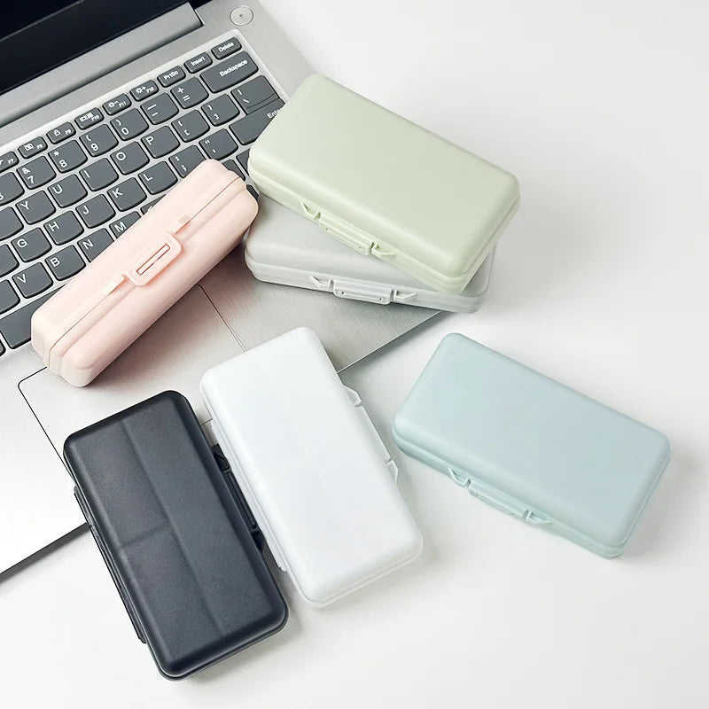 boîte rangement accessoires blanc noir rose clair vert bleu clip carte mémoire clé usb