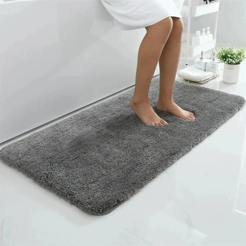 tapis bain doux moelleux moderne antidérapant absorbant salle bain maison gris beige